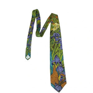 Ralph Marlin RM Style Irises Men's Silk Tie 90s purple floral
